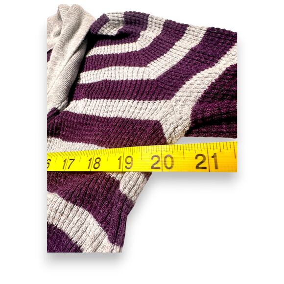 Y2k American Eagle Striped Gray/Purple Shawl Collar Cardigan Sweater Size M - Picture 8 of 11